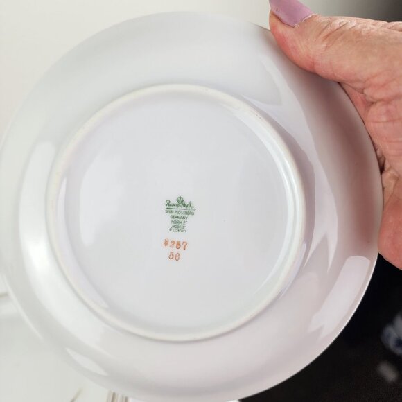 Rosenthal Geisha Bread & Butter Plates Lot 8 Gold TrimGray Pink Leaves Bavaria